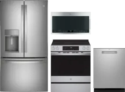 4 Piece Package Includes Refrigerator, Range, Microwave And Dishwasher